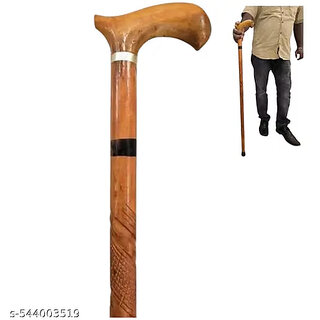 Solid Wood Walking Stick with Ergonomic Handle  Best for Senior Citizens