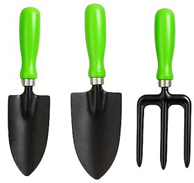 (Set  3 Pcs) Nanson Premium Garden Tool | Metal Tools with Anti-Slip Handle Trowel,Transplanter  Fork for Home Garden