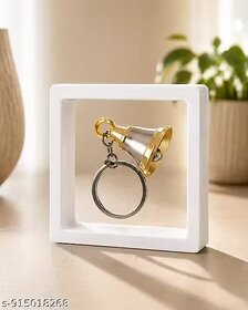 (Pack of 1) Premium Metal Bell Keychain | Gold & Silver Finish Key Ring with Soft Bell Sound for Car, Home & Office Keys_Play-3704