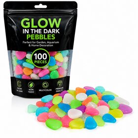 100 Pcs Multicolor Glow in Dark Pebbles Luminous Stones for Aquarium  Garden
