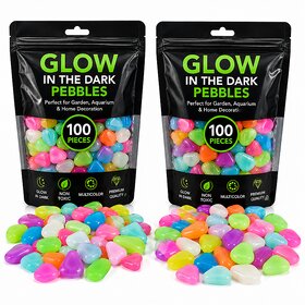 200 Pcs Glow in Dark Aquarium Stones Multicolor Pebbles for Fish Tank  Plants