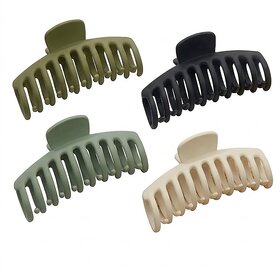 Matte Finish Large Hair Claw Clips for Women (Set of 4
