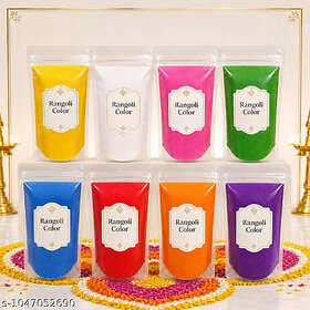 (Pack of 8) Traditional Rangoli Powder | 100gm Each Colour | Vibrant Festival Colors for Wedding & Event Decoration