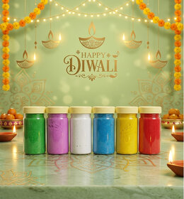 (Pack of 6) Rangoli Powder (Blue, Green, Pink, Red, White, Yellow)