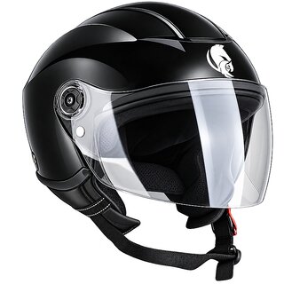 Urban carrier ABS Material Half Face PC Visor, UV Scratch Resistance Motorbike Helmet (Black)