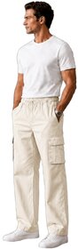 Men's Cargo Pants with Elastic Waistband, Straight Fit