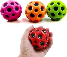 (Pack of 4) Multicolor Moon Ball Soft Bouncing, High Jumping Stress Relief Ball for Kids Adults Pets Children's Sensory Athlete Training Space Bounce Rubber Balls Best Gift Outdoor Indoor Play