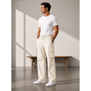 Men's Cargo Pants with Elastic Waistband, Straight Fit