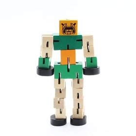 Wooden Transformer Robot Toy for Kids | 4-in-1 Convertible Robot to Car | Elastic String Flex Joints | Safe Beechwood | STEM Educational Toy | Ages 3+ | Great Gift for Boys & Girls