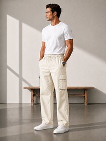 Men's Cargo Pants with Elastic Waistband, Straight Fit