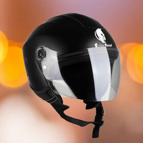 Urban carrier ABS Material Half Face PC Visor, UV Scratch Resistance Motorbike Helmet (Black)PLAY-SUP-683
