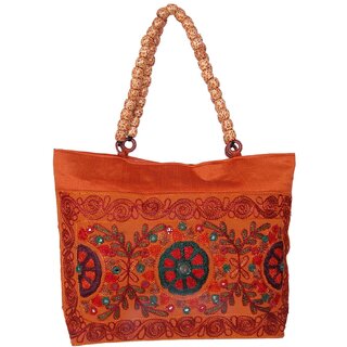 Womens Multi Canvas Handicraft Tote Bag