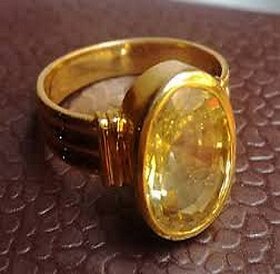 Jaipur gemstone 7.00 ratti yellow sapphire (Asthadhatu ring)..