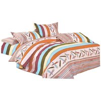 Multicolour Cotton Printed Double Bedsheet With 2 Pillow Cover