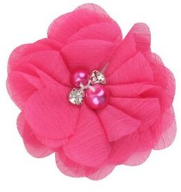 Angel Closet Chiffon with Pearls Hair Clip (Bright Pink)
