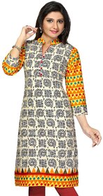 Creations Contrast Sleve Printed Kurti.