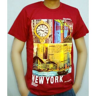 Mans t shirt half sleeves Maroon clolor