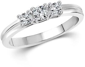 Vighnaharta Three Stone  (CZ) Rhodium Plated  Ring