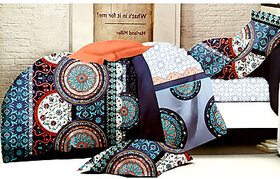 Tulaasi multicolor abstract SANDS SHINE Double Bed Sheets with Pillow