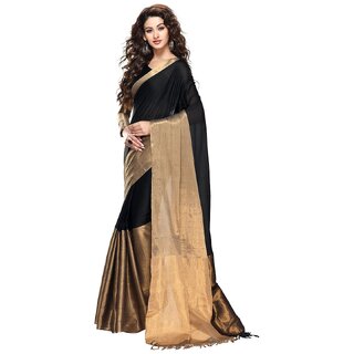 Kataria Black Art Silk Self Design Saree With Blouse