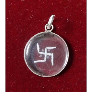 Sphatik Pendant With Engraving Swastik Kzmp006