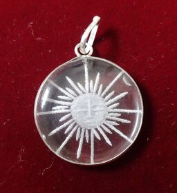 Sphatik Pendant with engraving  Sun  KZMP010	.