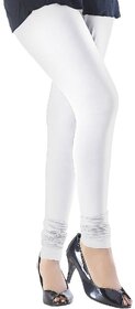 Fashion Fusion Womens White Cotton Lycra Churidaar Leggings.