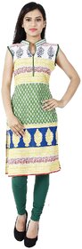 Kiosha Green Sleeveless Cotton Kurti For women.