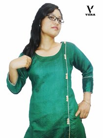 Vera Straight Dupion Silk Green