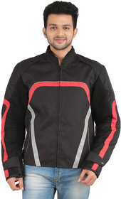 Cascara Full Sleeve solid Black with Red Men's Biker Jackets