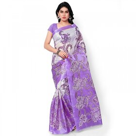 SVB Multicolor Art Silk Block Print Saree Without Blouse