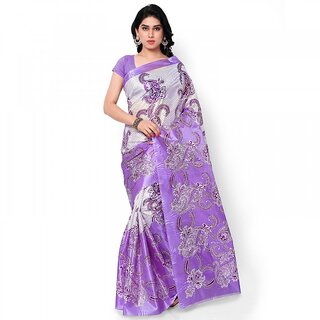 SVB Multicolor Art Silk Block Print Saree Without Blouse