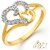 Vighnaharta Couple Heart (CZ) Rhodium Plated  Ring