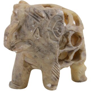 Freshings Gaurara Carved Trunk Up Elephant (F-GE-3)