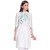 White Embroidered Cotton 3/4th Sleeves Long Kurti