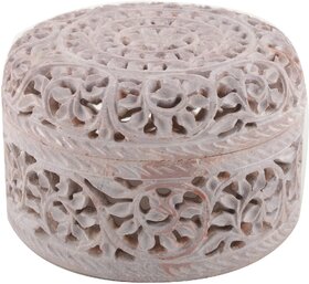 Freshings Gaurara Carved Round Shape Box (F-GB-4)