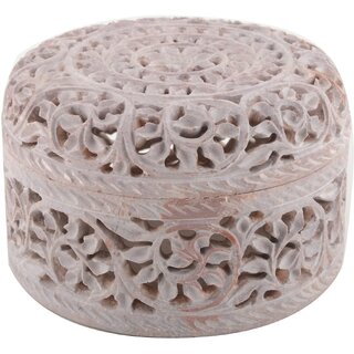 Freshings Gaurara Carved Round Shape Box (F-GB-4)