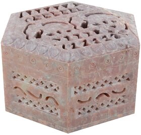 Freshings Gaurara Carved Hexagon Shape Box (F-GB-7)