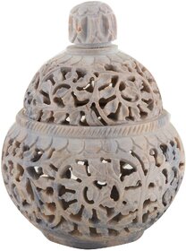 Freshings Gaurara Carved Box Pot Shaped With Round Lid (F-GP-1)