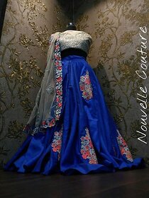 Beige Badge Art Silk Lehenga.