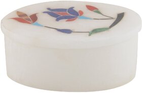Freshings Alabaster Polished Inlay Box Oval Shaped (F-AB-4)