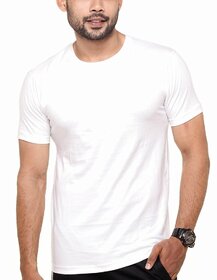 Men's Round Neck Plain T-Shirt White Color.
