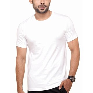 Men's Round Neck Plain T-Shirt White Color.