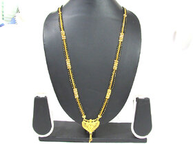 Long Golden Pendant 3 Layer Mangalsutra Necklace
