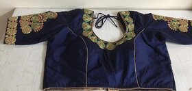 Heavy Work Designer  Embroidered Blouse Midnight Blue