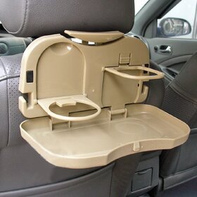 Shopper52 Universal Cream Color Multipurpose Car Back Seat Dining Tray ( Set 1 )