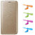Snaptic Limited Edition Golden Leather Flip Cover for Lenovo A7000 Plus with OTG Mobile Fan