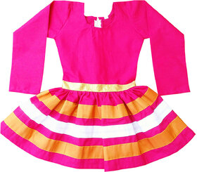 Flora Self Design Cotton Frock For Girls