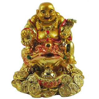 Odishabazaar Golden Laughing Buddha On Feng Shui Money Frog