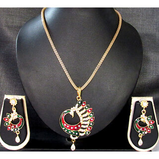 Zakaas peacock pendant necklace set